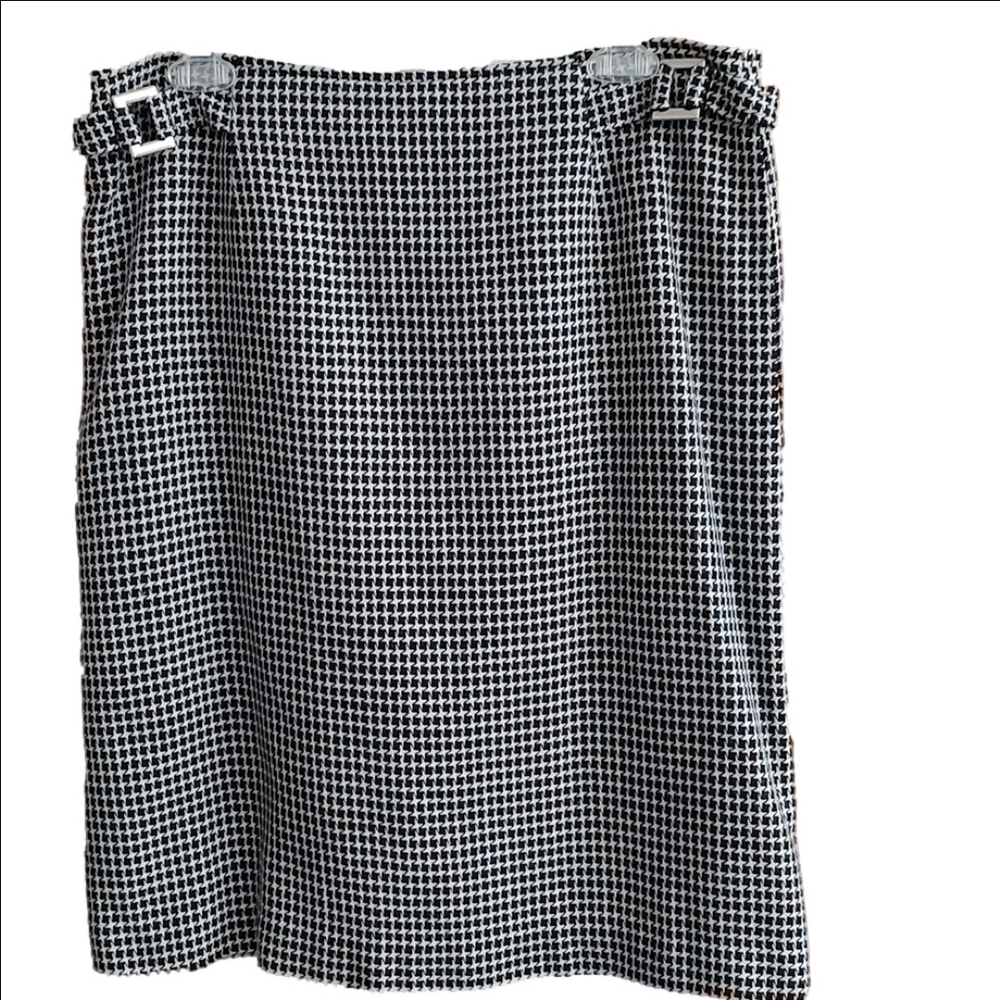 Style & Co. Black & White Tweedy Lined Skirt Faux Belt&Buckle Embellishment 12P